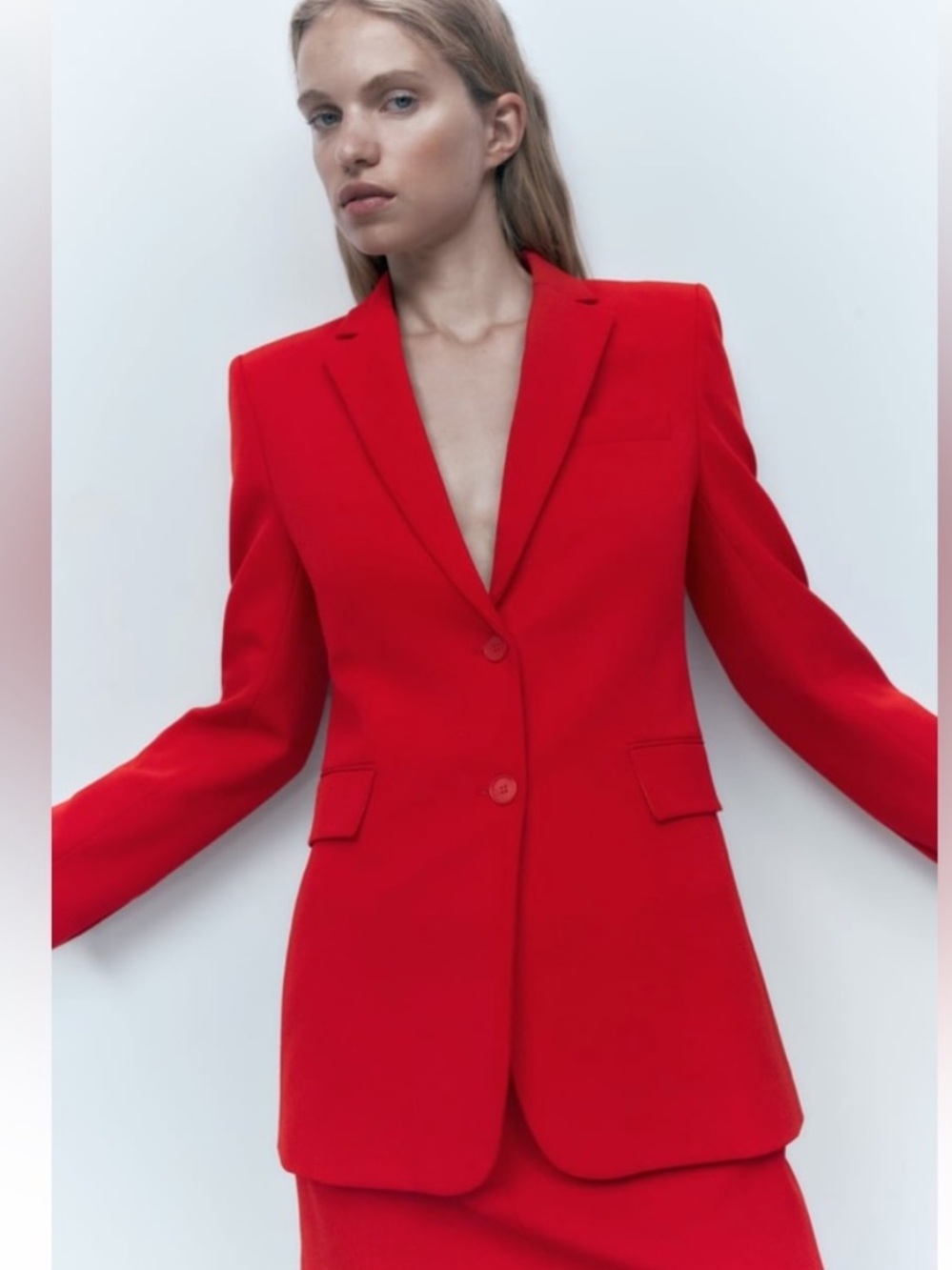 Zara Tailored Blazer Jacket in Red Size S